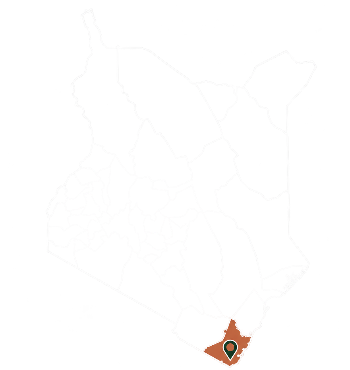 Map showing Majoreni in Kwale County, Kenya